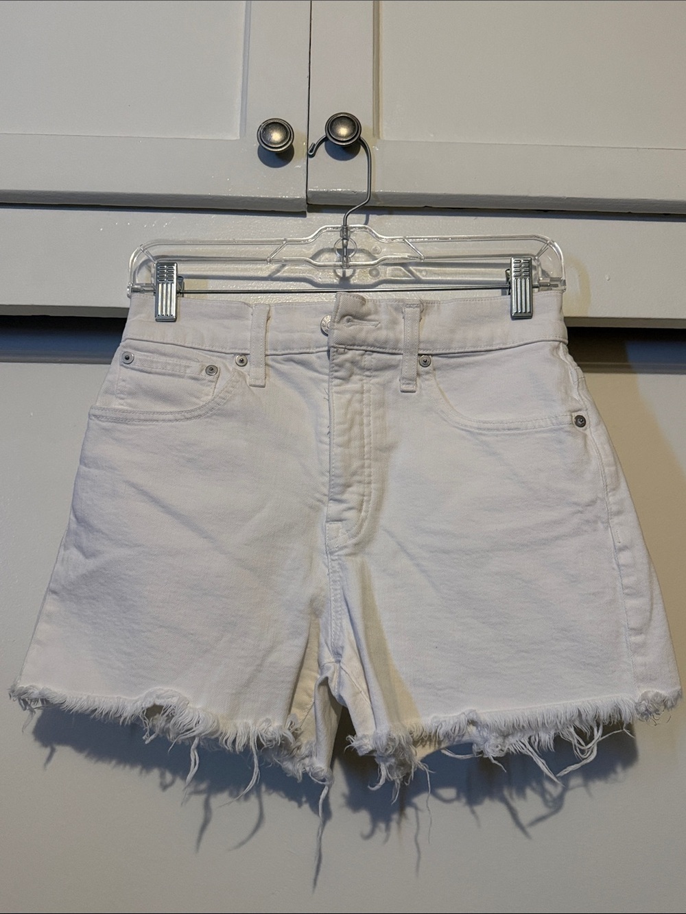 Madewell White Frayed-Hem Denim Shorts